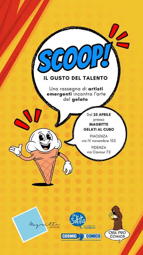 Locandina di SCOOP! Il gusto del talento, con un cono gelato a fumetti